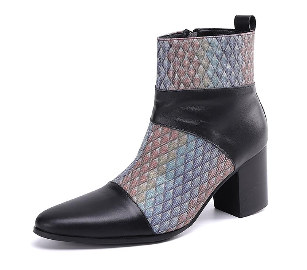 santimon Men's Zipper Genuine Leather Western Boots