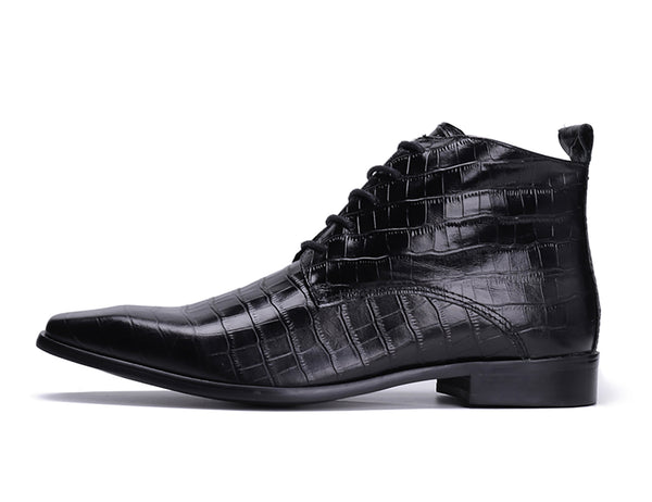 Santimon Men's Zipper Leather Plain Toe Dress Boots