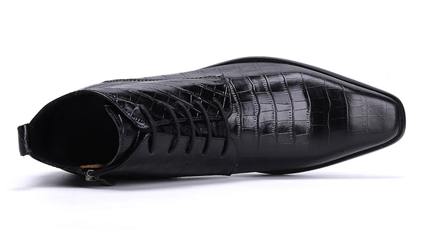 Santimon Men's Zipper Leather Plain Toe Dress Boots