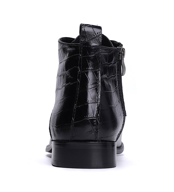 Santimon Men's Zipper Leather Plain Toe Dress Boots