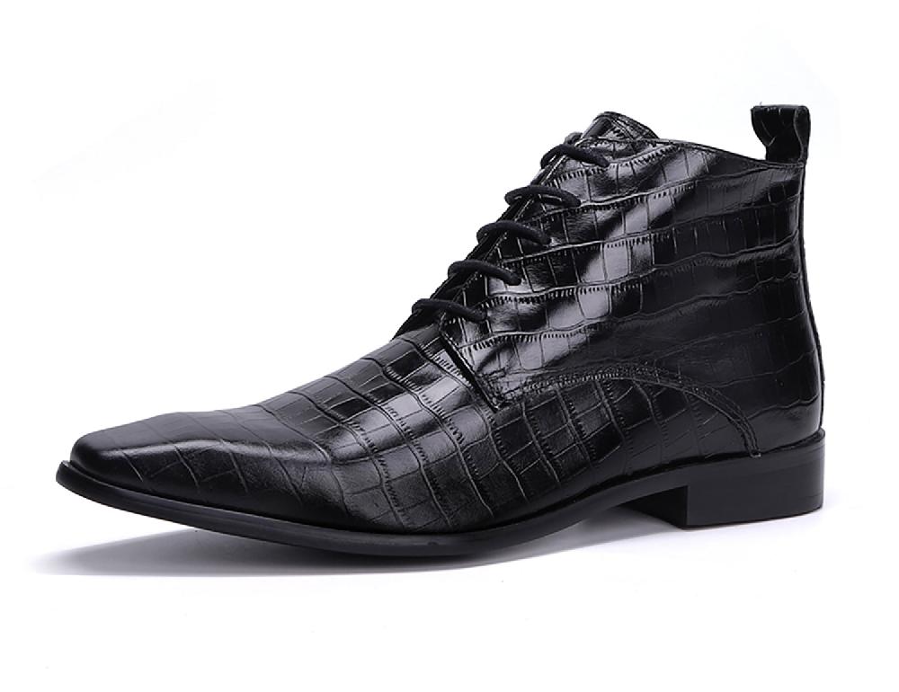 santimon Men's Zipper Leather Plain Toe Dress Boots