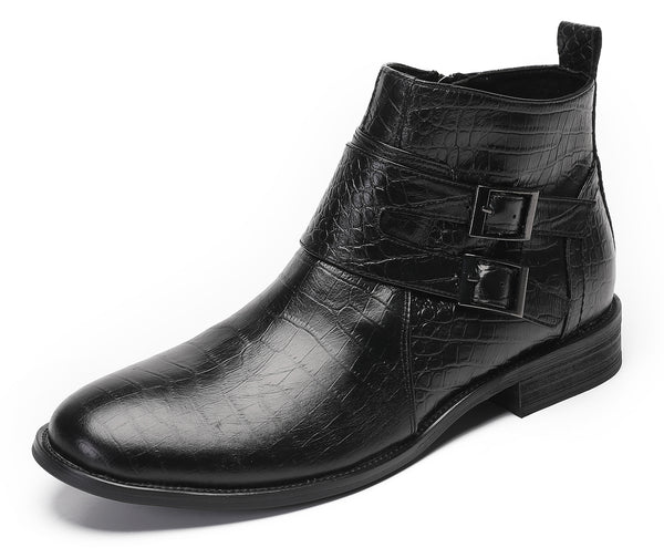 Santimon Mens Casual Ankle Boots With Zipper Buckles