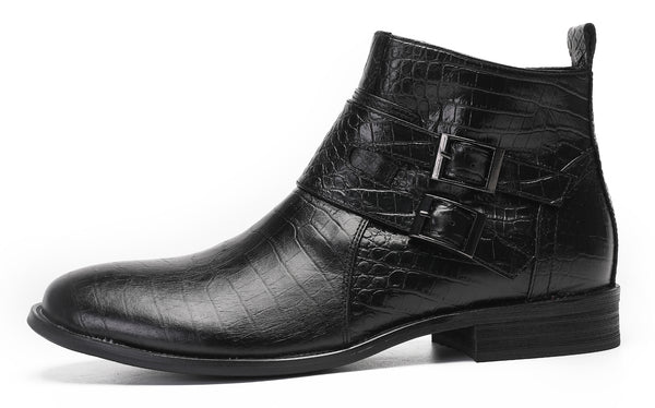 Santimon Mens Casual Ankle Boots With Zipper Buckles
