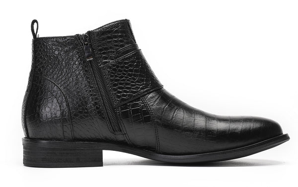 Santimon Mens Casual Ankle Boots With Zipper Buckles