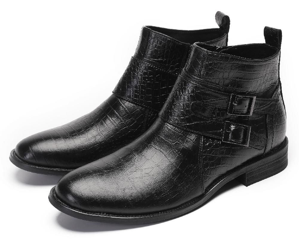 santimon Mens Casual Ankle Boots with Zipper Buckles