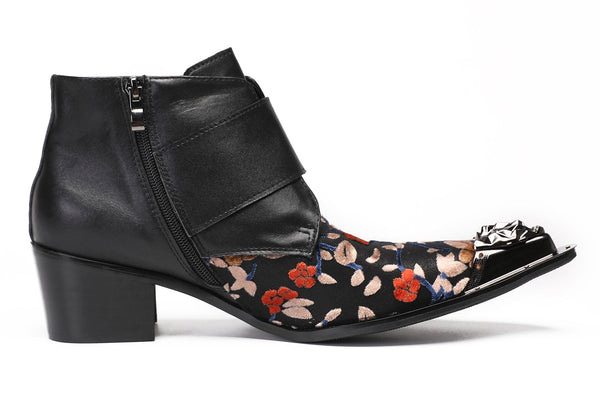 Santimon Mens Casual Dress Double Buckle Western Boots