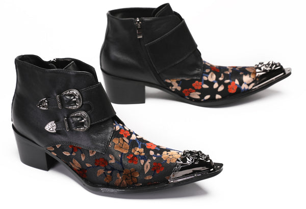 Santimon Mens Casual Dress Double Buckle Western Boots