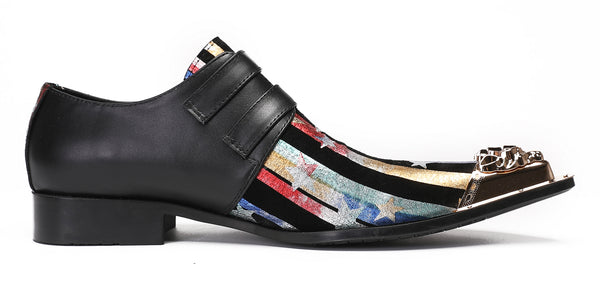 Santimon Mens Casual Dress Double Buckle Western Loafers