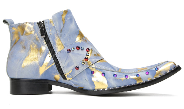 Santimon Mens Casual Dress Western Boots Color Beads