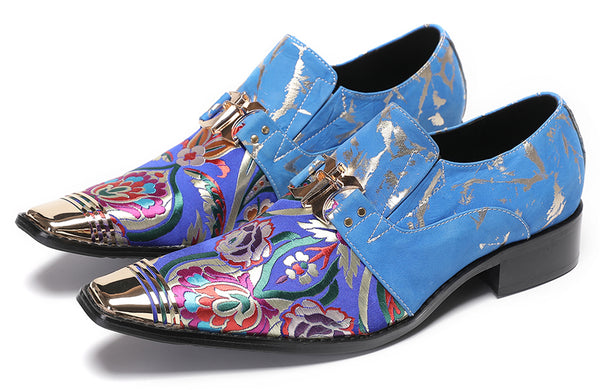 Santimon Mens Casual Embroidery Flowers Slip On Loafers