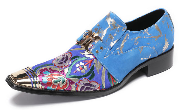 Santimon Mens Casual Embroidery Flowers Slip On Loafers