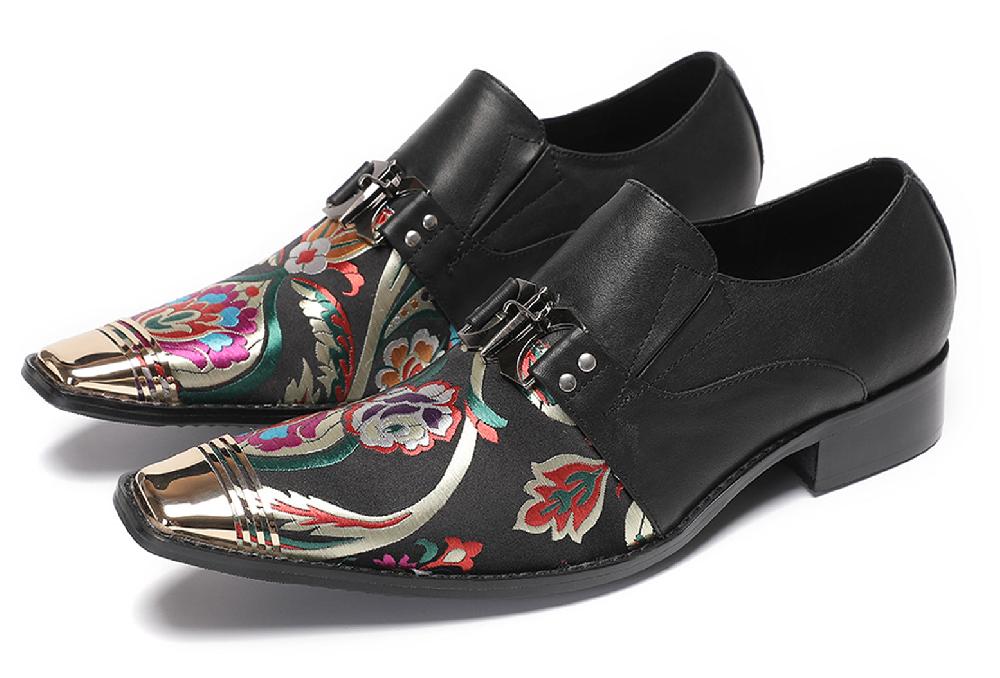 santimon Mens Casual Embroidery Flowers Slip On Loafers