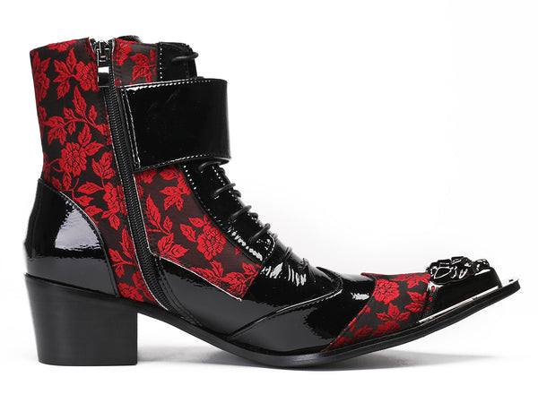 Santimon Mens Casual Meatal Tip Toe High Top Western Boots