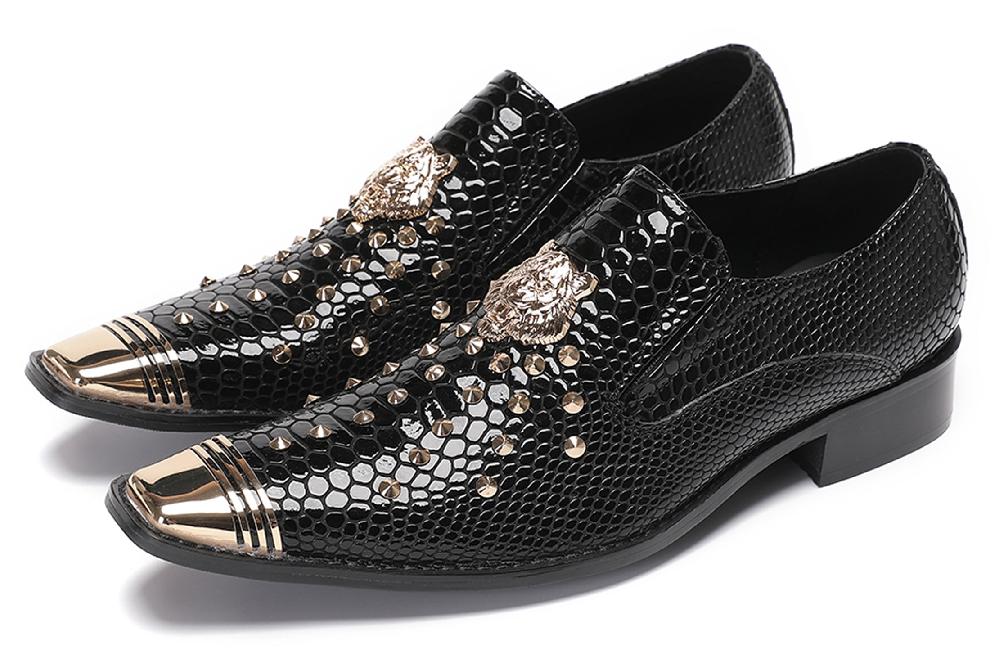 santimon Mens Casual Party Loafers Sequin Western Shoes