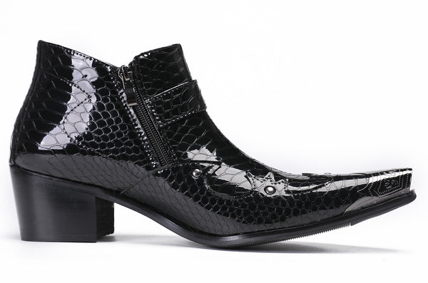 Santimon Mens Casual Party Snakeskin Texture Western Boots