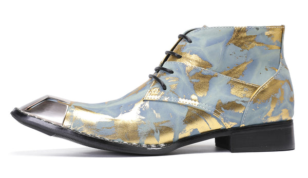 Santimon Mens Casual Square Toe Western Oxfords Boots