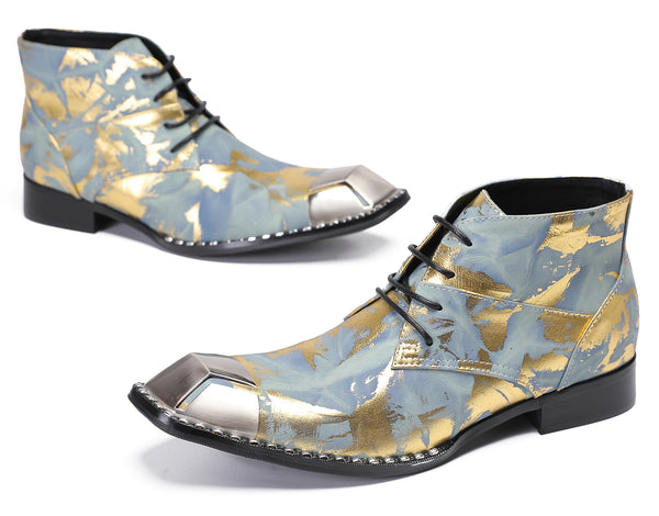 Santimon Mens Casual Square Toe Western Oxfords Boots