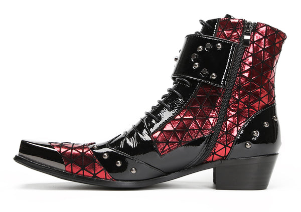 Santimon Mens Casual Western Boots Metal Square Toe