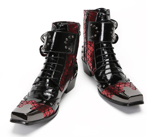 Santimon Mens Casual Western Boots Metal Square Toe