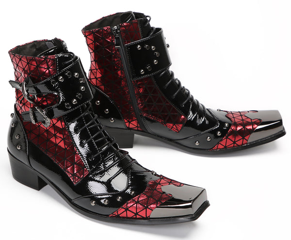 Santimon Mens Casual Western Boots Metal Square Toe