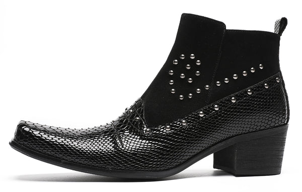 Santimon Mens Chelsea Boots Beads Zipper Ankle Boots