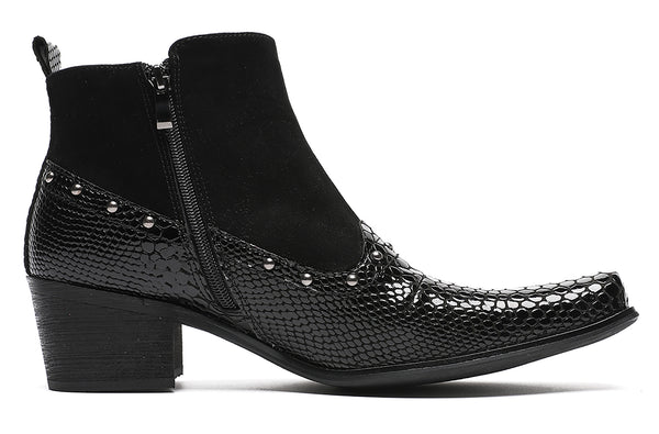 Santimon Mens Chelsea Boots Beads Zipper Ankle Boots