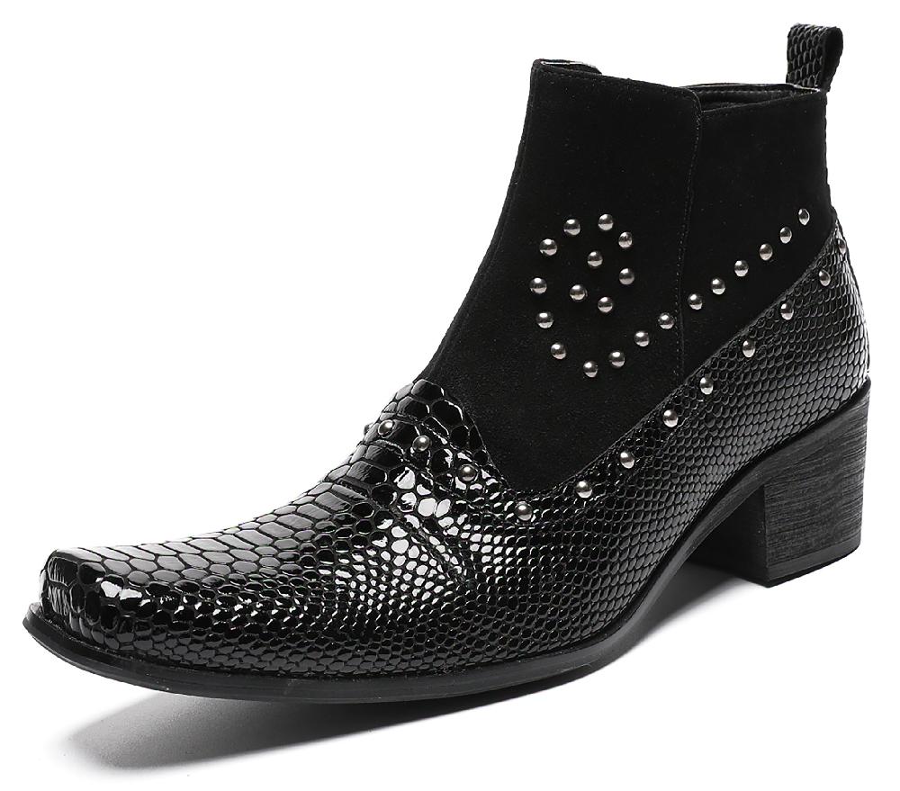 santimon Mens Chelsea Boots Beads Zipper Ankle Boots