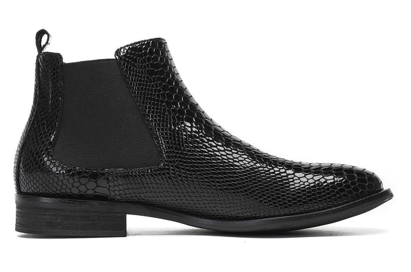 Santimon Mens Chelsea Boots Snakeskin Pattern Casual Boots