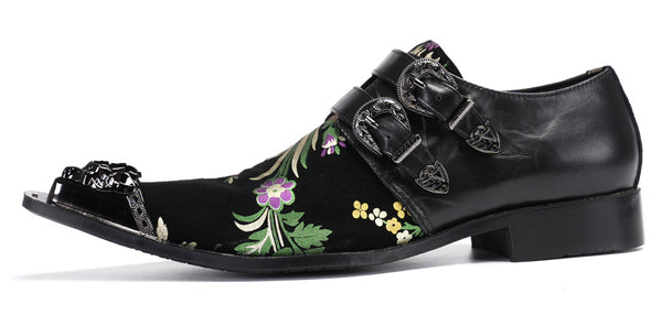 Santimon Mens Disco Party Casual Slip-Ons Western Loafers