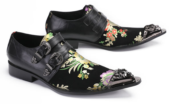 Santimon Mens Disco Party Casual Slip-Ons Western Loafers