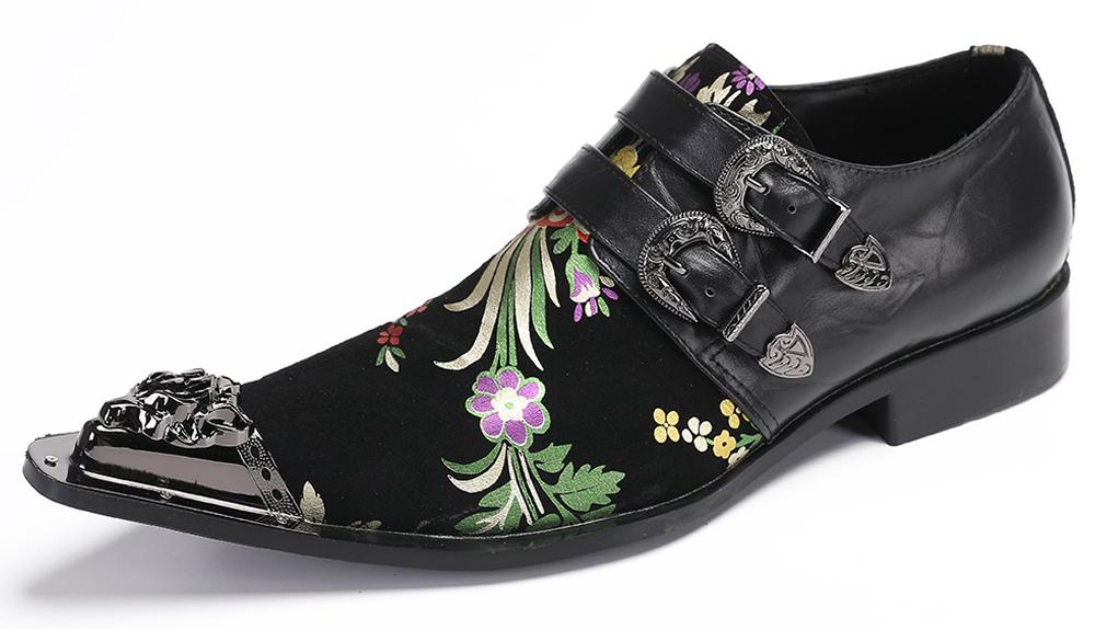 santimon Mens Disco Party Casual Slip-Ons Western Loafers