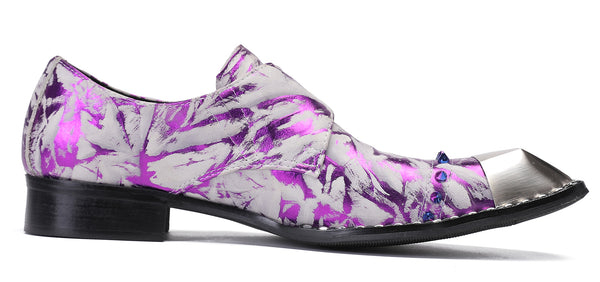 Santimon Mens Metal Sqaure Toe Monk Strap Western Loafers