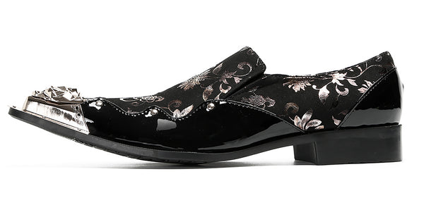 Santimon Mens Metal Tip Party Casual Western Loafers