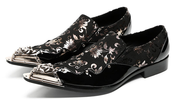 Santimon Mens Metal Tip Party Casual Western Loafers
