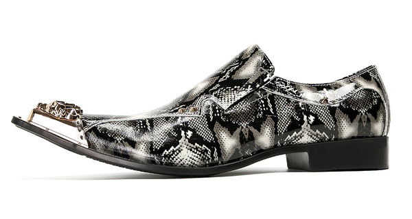 Santimon Mens Party Casual Metal Pointed Toe Ballroom Western Loafers