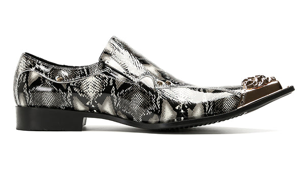 Santimon Mens Party Casual Metal Pointed Toe Ballroom Western Loafers