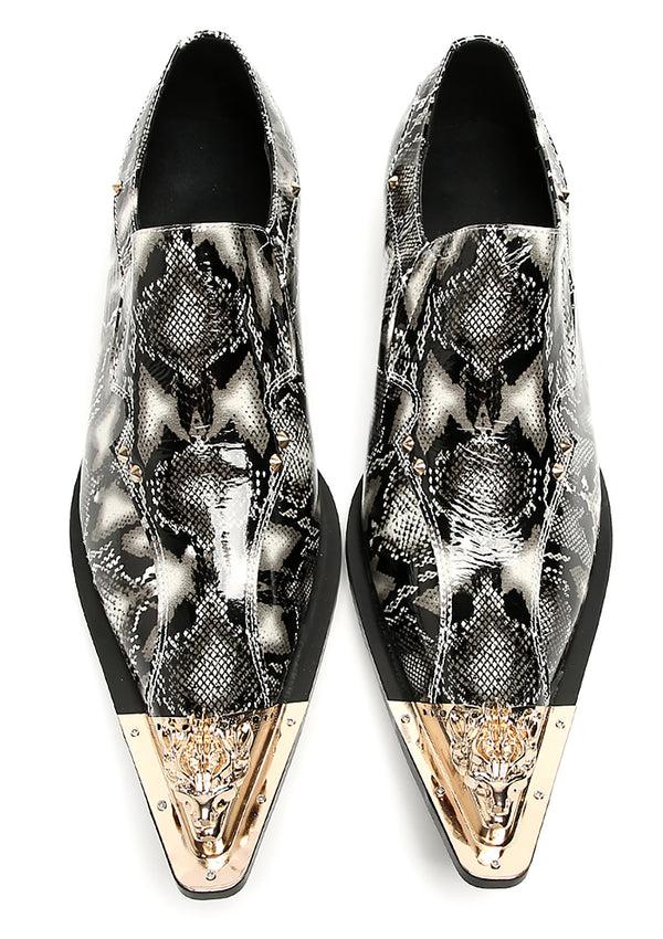 Santimon Mens Party Casual Metal Pointed Toe Ballroom Western Loafers