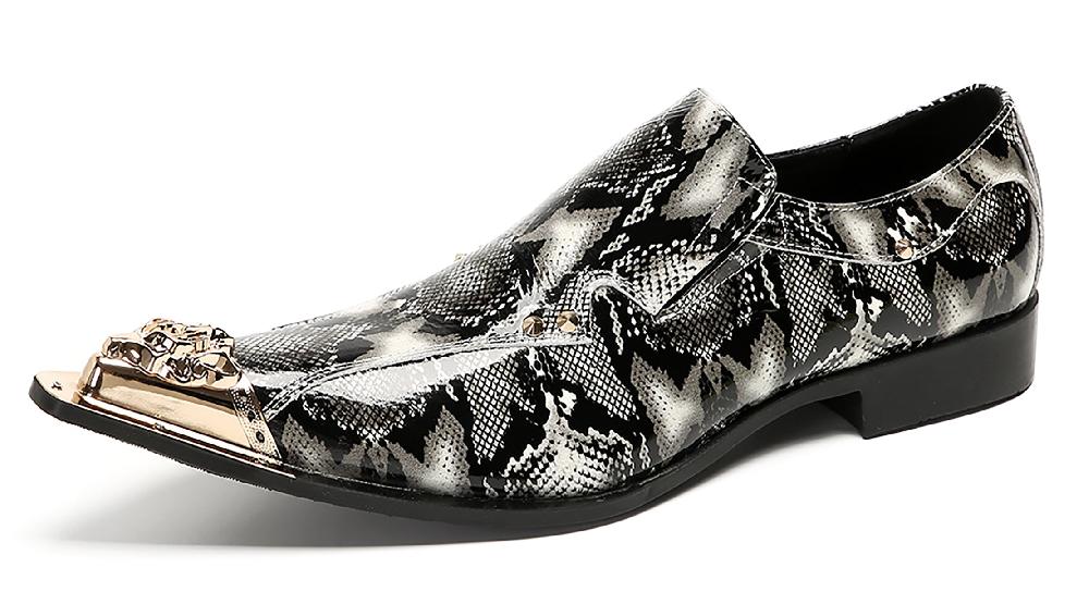santimon Mens Party Casual Metal Pointed Toe Ballroom Western Loafers