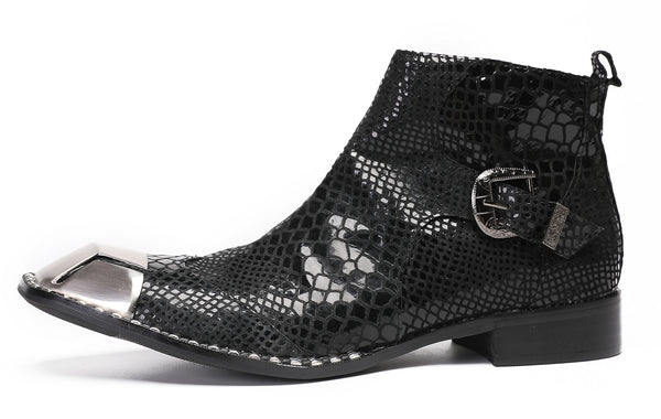 Santimon Mens Party Casual Zipper Buckle Western Boots