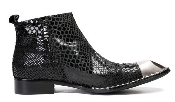 Santimon Mens Party Casual Zipper Buckle Western Boots