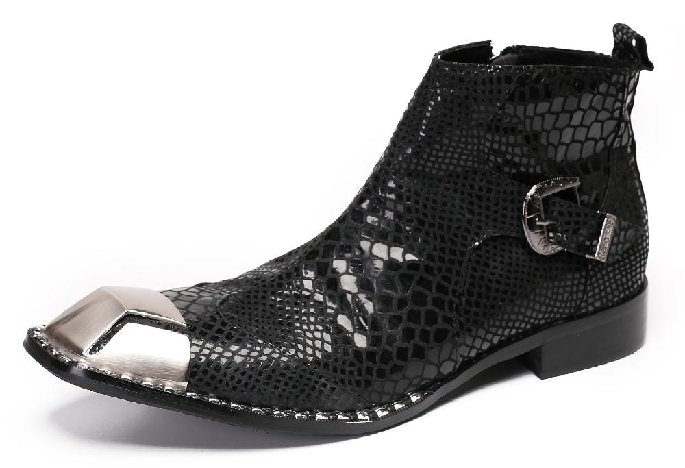 santimon Mens Party Casual Zipper Buckle Western Boots