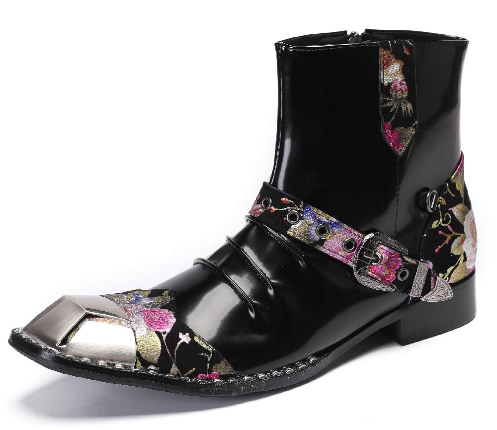 santimon Mens Square Toe Western Boots Singer Ballroom