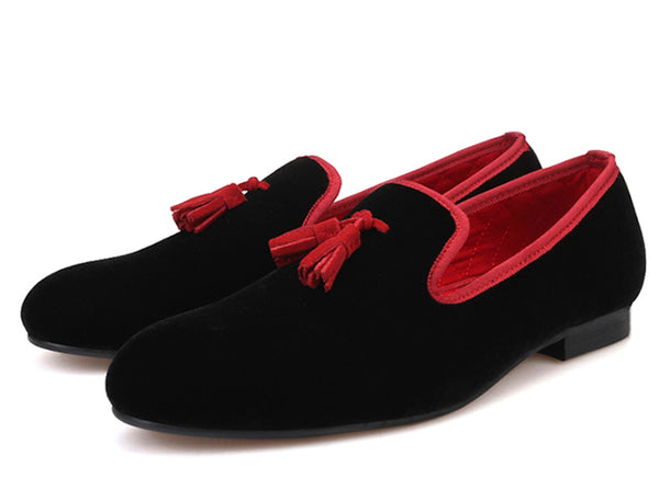 Santimon Mens Tassel Loafers Slip On Velvet Penny Loafers