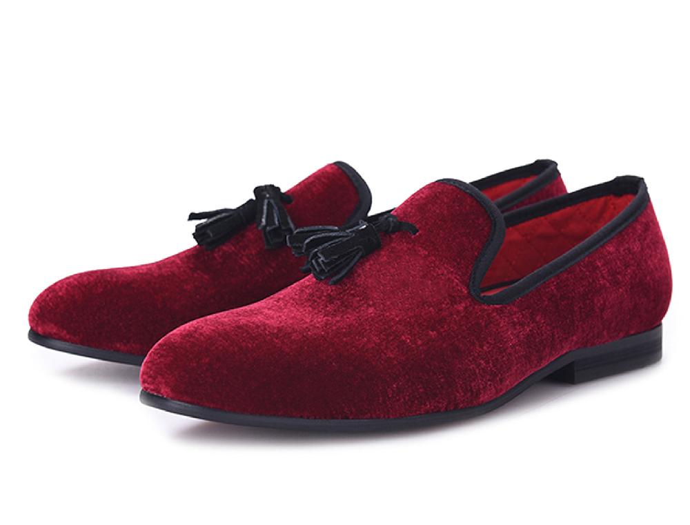 santimon Mens Tassel Loafers Slip On Velvet Penny Loafers