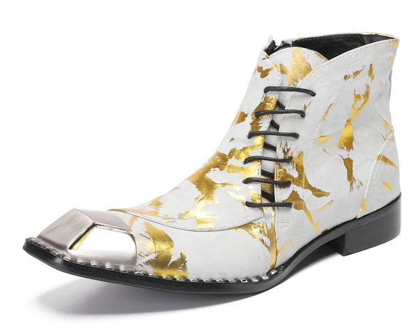 Santimon Mens Western Boots Beveled Laces-Metal-Square Toe