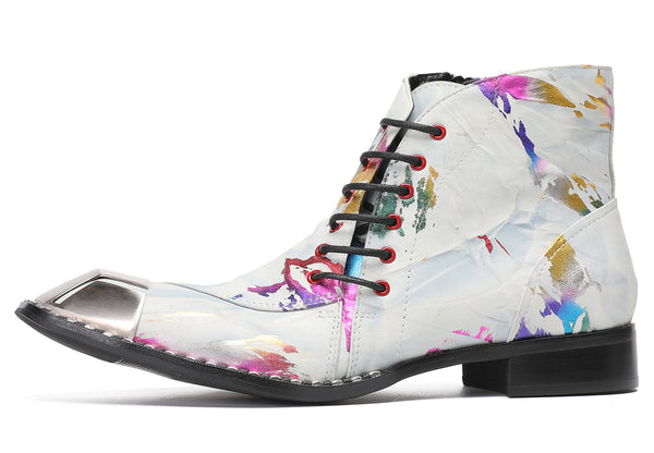 Santimon Mens Western Boots Beveled Laces-Metal-Square Toe