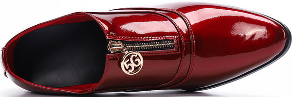 Santimon Men's 5G Zipper Cuban Heel Leather Loafer