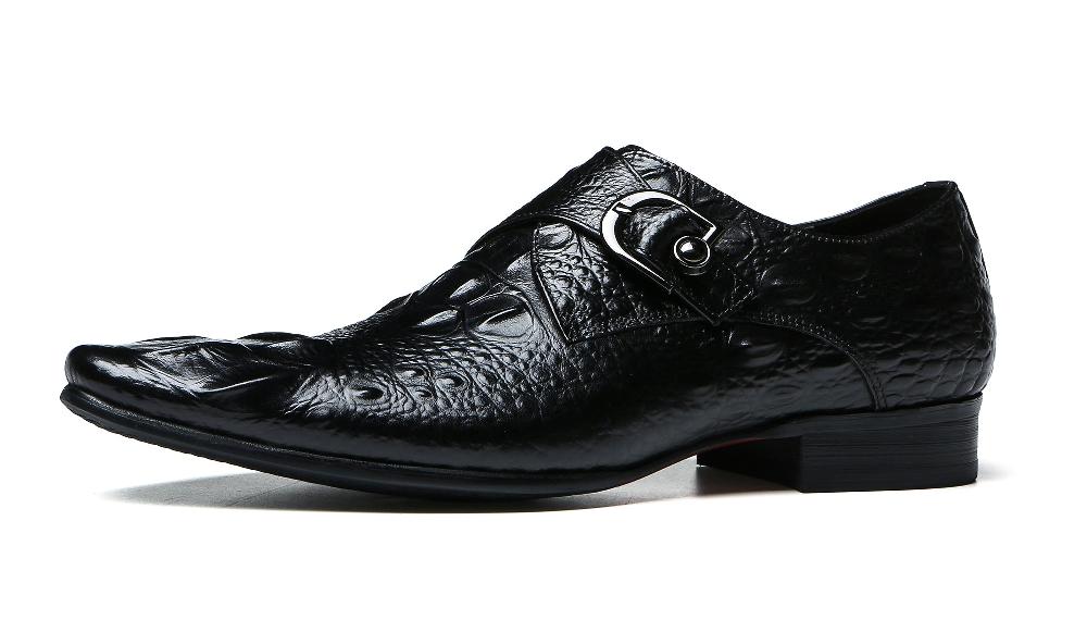santimon Men's Alligator Buckle Leather Loafers
