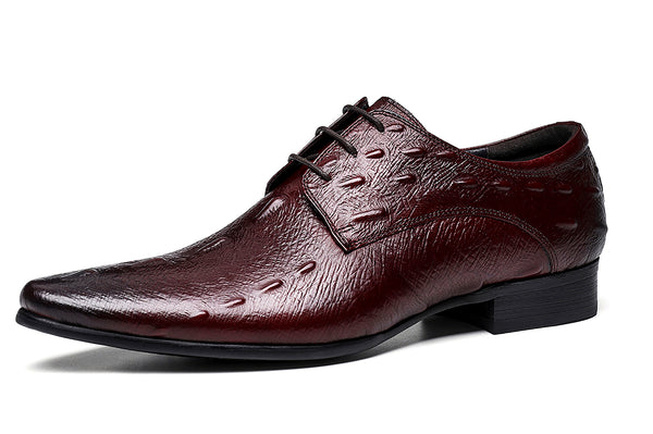 Santimon Men's Alligator Pointed Toe Derby Shoes