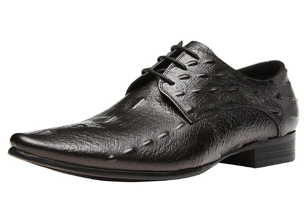 santimon Men's Alligator Pointed Toe Derby Shoes